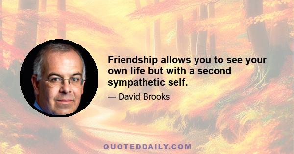 Friendship allows you to see your own life but with a second sympathetic self.