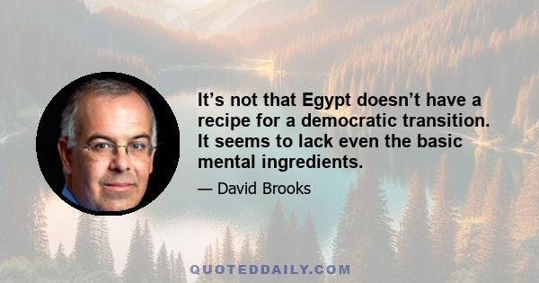 It’s not that Egypt doesn’t have a recipe for a democratic transition. It seems to lack even the basic mental ingredients.