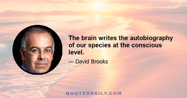 The brain writes the autobiography of our species at the conscious level.