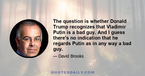 The question is whether Donald Trump recognizes that Vladimir Putin is a bad guy. And I guess there's no indication that he regards Putin as in any way a bad guy.