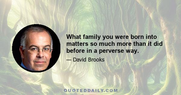 What family you were born into matters so much more than it did before in a perverse way.