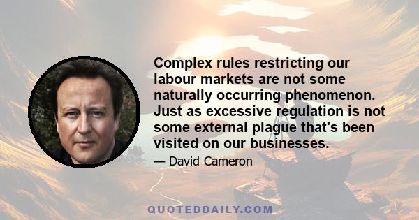 Complex rules restricting our labour markets are not some naturally occurring phenomenon. Just as excessive regulation is not some external plague that's been visited on our businesses.