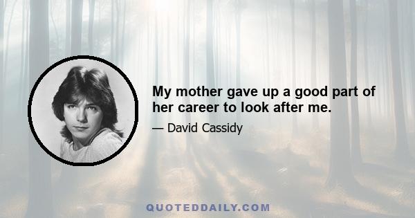 My mother gave up a good part of her career to look after me.