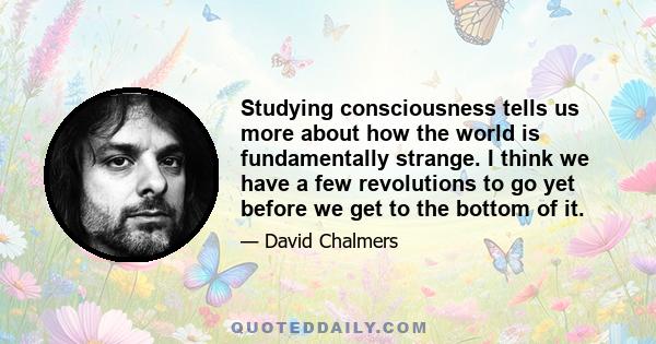 Studying consciousness tells us more about how the world is fundamentally strange. I think we have a few revolutions to go yet before we get to the bottom of it.