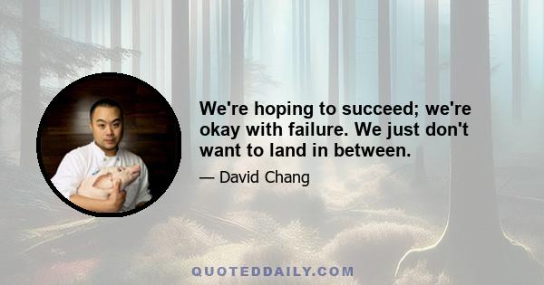 We're hoping to succeed; we're okay with failure. We just don't want to land in between.