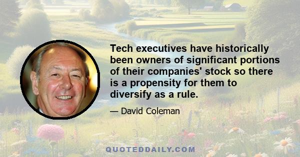 Tech executives have historically been owners of significant portions of their companies' stock so there is a propensity for them to diversify as a rule.