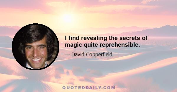 I find revealing the secrets of magic quite reprehensible.