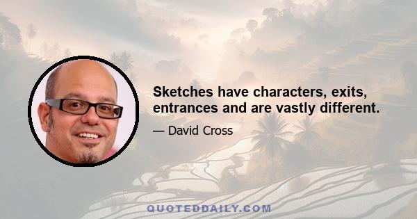 Sketches have characters, exits, entrances and are vastly different.