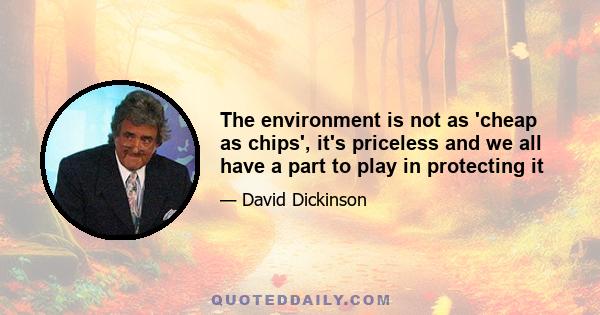 The environment is not as 'cheap as chips', it's priceless and we all have a part to play in protecting it