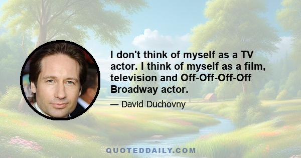 I don't think of myself as a TV actor. I think of myself as a film, television and Off-Off-Off-Off Broadway actor.