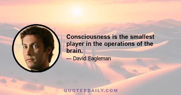 Consciousness is the smallest player in the operations of the brain.