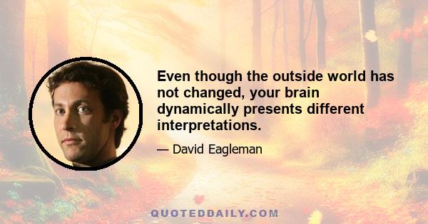 Even though the outside world has not changed, your brain dynamically presents different interpretations.