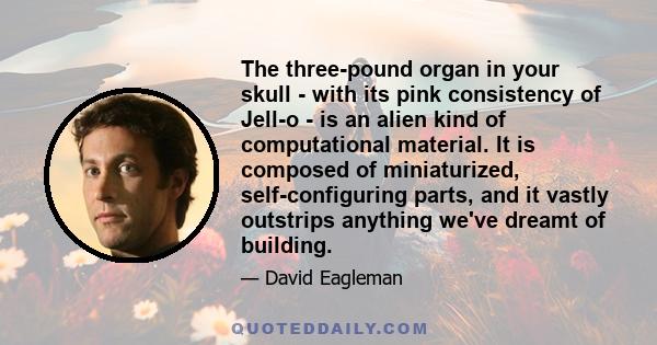 The three-pound organ in your skull - with its pink consistency of Jell-o - is an alien kind of computational material. It is composed of miniaturized, self-configuring parts, and it vastly outstrips anything we've