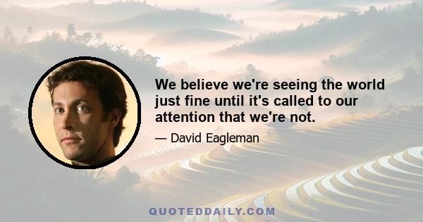 We believe we're seeing the world just fine until it's called to our attention that we're not.