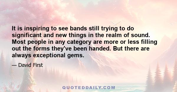 It is inspiring to see bands still trying to do significant and new things in the realm of sound. Most people in any category are more or less filling out the forms they've been handed. But there are always exceptional