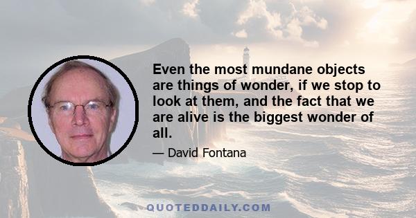 Even the most mundane objects are things of wonder, if we stop to look at them, and the fact that we are alive is the biggest wonder of all.