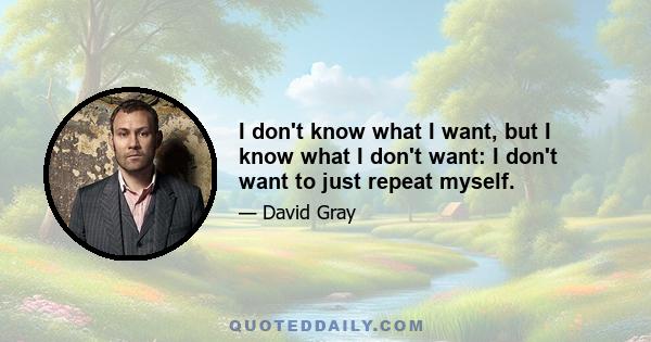 I don't know what I want, but I know what I don't want: I don't want to just repeat myself.