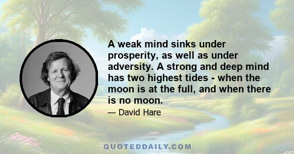 A weak mind sinks under prosperity, as well as under adversity. A strong and deep mind has two highest tides - when the moon is at the full, and when there is no moon.