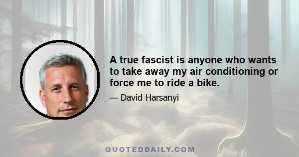 A true fascist is anyone who wants to take away my air conditioning or force me to ride a bike.