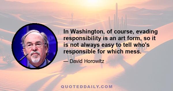 In Washington, of course, evading responsibility is an art form, so it is not always easy to tell who's responsible for which mess.