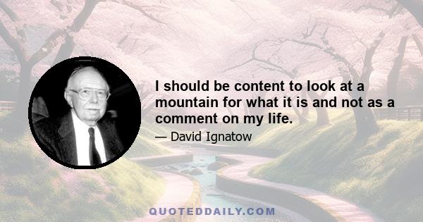 I should be content to look at a mountain for what it is and not as a comment on my life.