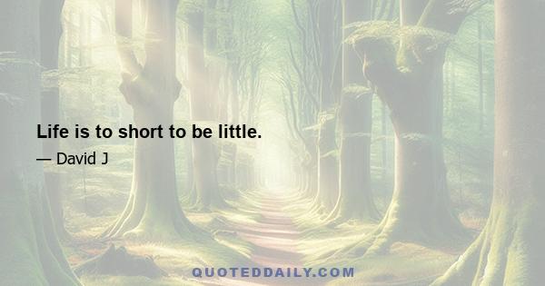 Life is to short to be little.