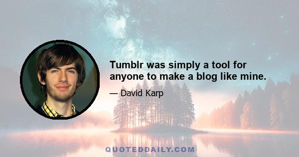 Tumblr was simply a tool for anyone to make a blog like mine.