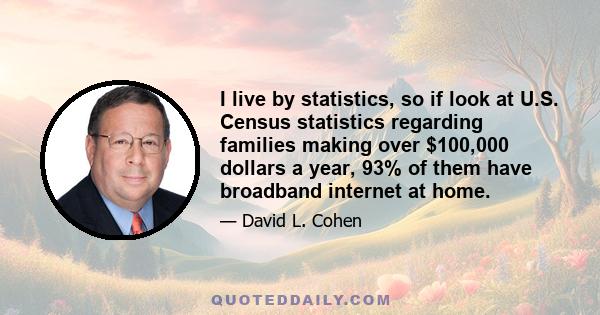 I live by statistics, so if look at U.S. Census statistics regarding families making over $100,000 dollars a year, 93% of them have broadband internet at home.