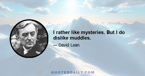 I rather like mysteries. But I do dislike muddles.