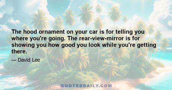 The hood ornament on your car is for telling you where you're going. The rear-view-mirror is for showing you how good you look while you're getting there.