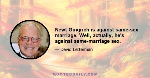 Newt Gingrich is against same-sex marriage. Well, actually, he's against same-marriage sex.