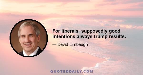 For liberals, supposedly good intentions always trump results.