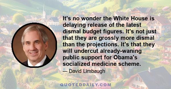 It's no wonder the White House is delaying release of the latest dismal budget figures. It's not just that they are grossly more dismal than the projections. It's that they will undercut already-waning public support