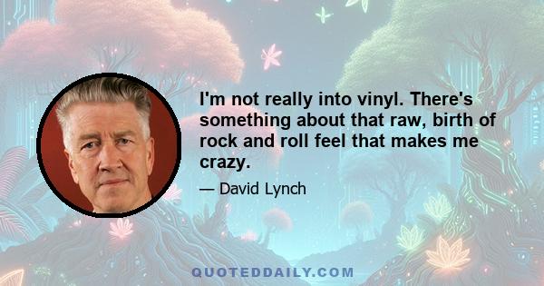 I'm not really into vinyl. There's something about that raw, birth of rock and roll feel that makes me crazy.