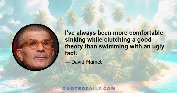 I've always been more comfortable sinking while clutching a good theory than swimming with an ugly fact.