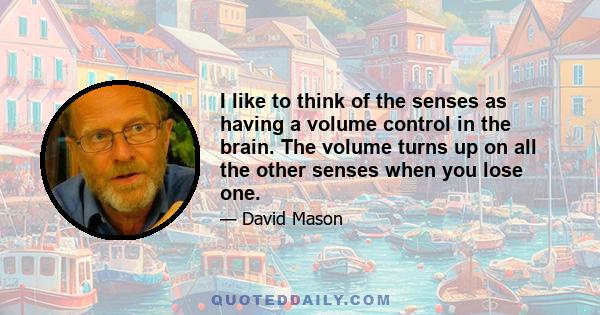 I like to think of the senses as having a volume control in the brain. The volume turns up on all the other senses when you lose one.