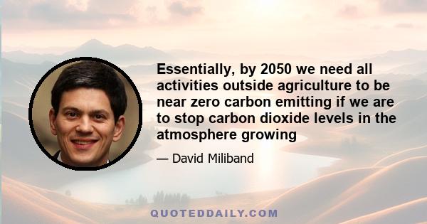 Essentially, by 2050 we need all activities outside agriculture to be near zero carbon emitting if we are to stop carbon dioxide levels in the atmosphere growing