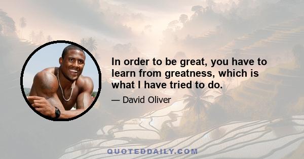 In order to be great, you have to learn from greatness, which is what I have tried to do.