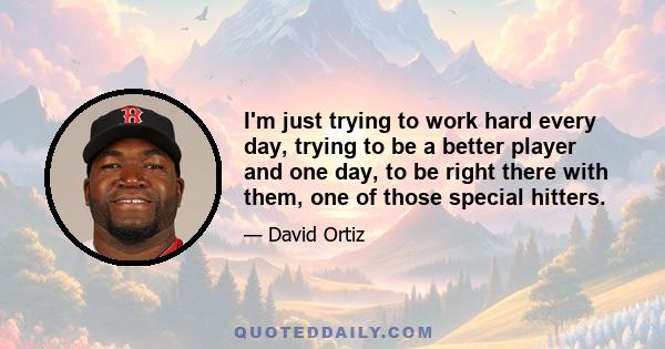 I'm just trying to work hard every day, trying to be a better player and one day, to be right there with them, one of those special hitters.