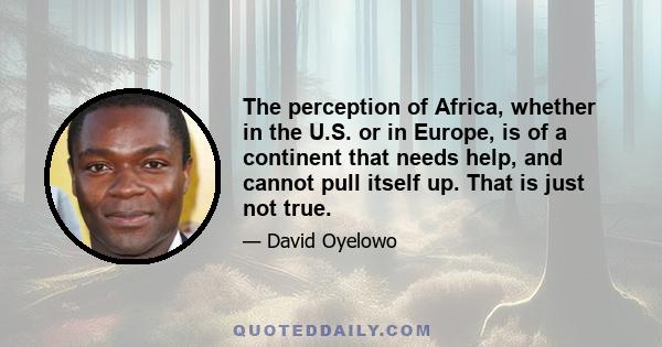 The perception of Africa, whether in the U.S. or in Europe, is of a continent that needs help, and cannot pull itself up. That is just not true.