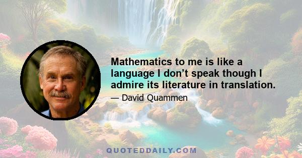 Mathematics to me is like a language I don’t speak though I admire its literature in translation.