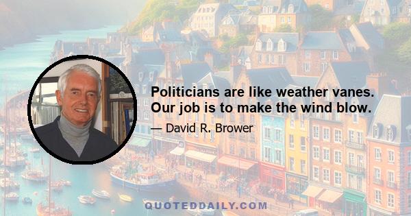 Politicians are like weather vanes. Our job is to make the wind blow.