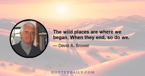 The wild places are where we began. When they end, so do we.