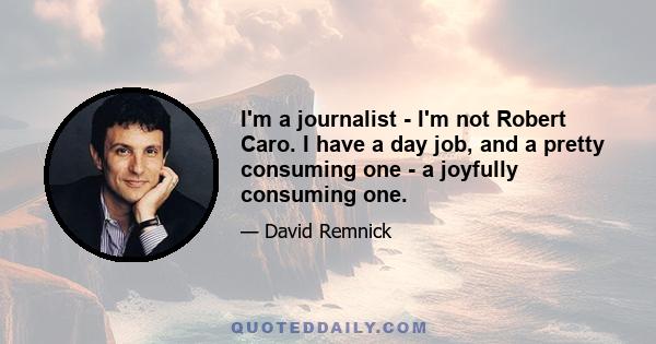 I'm a journalist - I'm not Robert Caro. I have a day job, and a pretty consuming one - a joyfully consuming one.