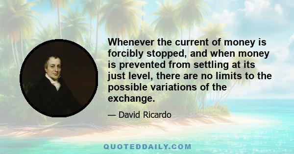 Whenever the current of money is forcibly stopped, and when money is prevented from settling at its just level, there are no limits to the possible variations of the exchange.