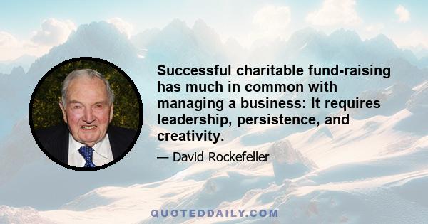 Successful charitable fund-raising has much in common with managing a business: It requires leadership, persistence, and creativity.