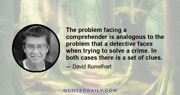 The problem facing a comprehender is analogous to the problem that a detective faces when trying to solve a crime. In both cases there is a set of clues.