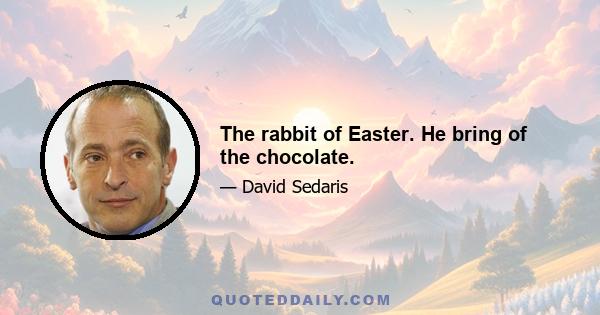 The rabbit of Easter. He bring of the chocolate.