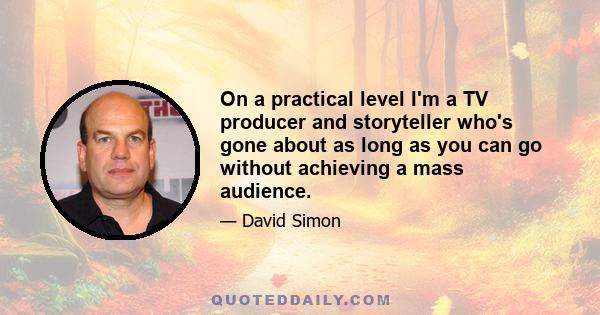 On a practical level I'm a TV producer and storyteller who's gone about as long as you can go without achieving a mass audience.