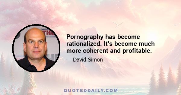 Pornography has become rationalized. It's become much more coherent and profitable.